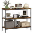 Console Amine table d’appoint étagère 3 niveaux brun clair