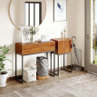 Console Doras industrielle table d'appoint rangement noir naturel