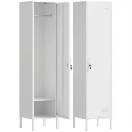Armoire Kalioal métallique verrouillable penderie porte étiquette blanc
