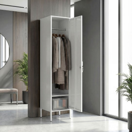 Armoire Kalioal métallique verrouillable penderie porte étiquette blanc