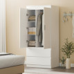 Armoire de chambre Lumrion rangement penderie 2 portes 2 tiroirs blanc