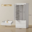 Armoire de chambre Lumrion rangement penderie 2 portes 2 tiroirs blanc