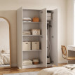 Armoire Raline rangement chambre portes fermeture amortie blanc