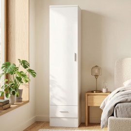 Armoire Norarvik penderie avec tiroir et tringle blanc