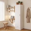 Armoire Norarvik penderie avec tiroir et tringle blanc