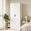 Armoire Lariel Slim avec Barre Penderie et Étagères Blanc