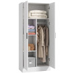 Armoire Lariel Slim avec Barre Penderie et Étagères Blanc