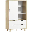 Armoire Elay portes coulissantes penderie tiroirs chêne blanc