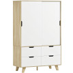 Armoire Elay portes coulissantes penderie tiroirs chêne blanc