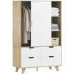 Armoire Elay portes coulissantes penderie tiroirs chêne blanc