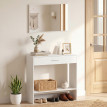 Meuble d'entrée Elot console miroir rangement entrée blanc
