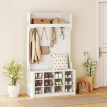 Porte-manteau Coray banc étagère chaussures crochets blanc