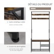 Aubot meuble d'entrée 3 en 1 porte manteau banc range chaussures marron noir
