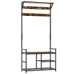 Aubot meuble d'entrée 3 en 1 porte manteau banc range chaussures marron noir