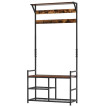 Aubot meuble d'entrée 3 en 1 porte manteau banc range chaussures marron noir