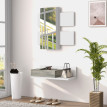 Meuble d'entrée Solrio 2 en 1 miroir mural tiroir gris et blanc