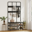Portemanteau d’entrée Meret 3 en 1 banc rangement chaussures noir