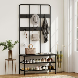 Portemanteau d’entrée Meret 3 en 1 banc rangement chaussures noir