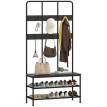 Portemanteau d’entrée Meret 3 en 1 banc rangement chaussures noir