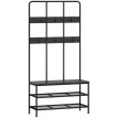 Portemanteau d’entrée Meret 3 en 1 banc rangement chaussures noir