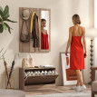Set d'entrée Calet banc à chaussures portemanteau miroir marron foncé