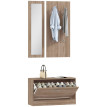 Set d'entrée Calet banc à chaussures portemanteau miroir marron foncé