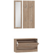 Set d'entrée Calet banc à chaussures portemanteau miroir marron foncé