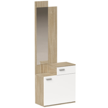 Naliel meuble d'entrée miroir range chaussures assise tiroir blanc