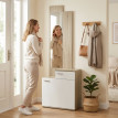 Naliel meuble d'entrée miroir range chaussures assise tiroir blanc