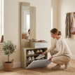 Naliel meuble d'entrée miroir range chaussures assise tiroir blanc