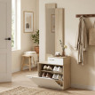 Naliel meuble d'entrée miroir range chaussures assise tiroir blanc