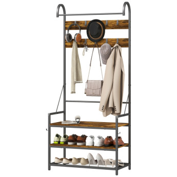 Produit Felval Porte manteau entrée banc chaussures marron noir