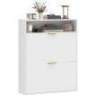 Armoire à chaussures Dorrorio étroite rabattable avec étagère Blanc
