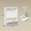 Armoire à chaussures Dorrorio étroite rabattable avec étagère Blanc