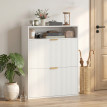 Armoire à chaussures Dorrorio étroite rabattable avec étagère Blanc