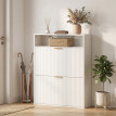 Armoire à chaussures Dorrorio étroite rabattable avec étagère Blanc