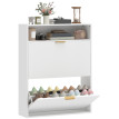 Armoire à chaussures Dorrorio étroite rabattable avec étagère Blanc