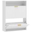 Armoire à chaussures Dorrorio étroite rabattable avec étagère Blanc