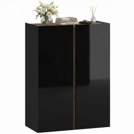 Calot Armoire à chaussures design sans poignées 6 niveaux Noir laqué