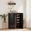 Calot Armoire à chaussures design sans poignées 6 niveaux Noir laqué