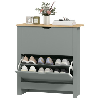 Meuble à chaussures Montal rangement slim gris clair