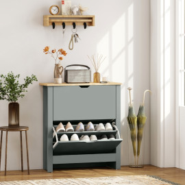 Meuble à chaussures Montal rangement slim gris clair