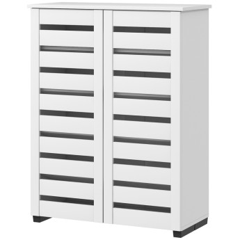 Meuble à chaussures Erlenne 5 niveaux portes à claire voie blanc