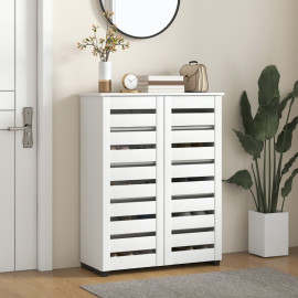 Meuble à chaussures Erlenne 5 niveaux portes à claire voie blanc