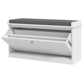 Banc à chaussures Talinal gain de place tiroir basculant coussin blanc