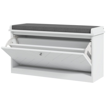 Banc à chaussures Talinal gain de place tiroir basculant coussin blanc
