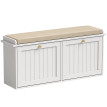 Banc à chaussures Galia meuble d'entrée avec assise rembourrée blanc beige