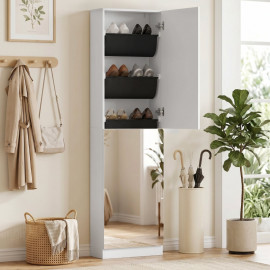 Helane meuble à chaussures miroir portes réversibles blanc
