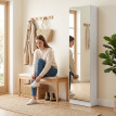 Helane meuble à chaussures miroir portes réversibles blanc