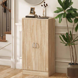 Armoire à chaussures Berian rangement chaussures 2 portes bois naturel